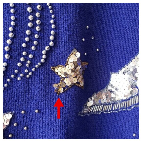 Vintage Whimsigoth Cobalt Blue Constellation Star Celestial Knit Sweater - Picture 9 of 9